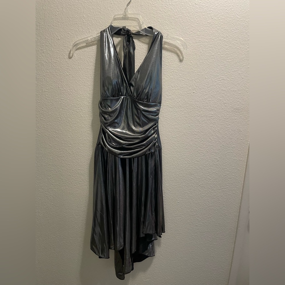 Vintage Y2K Speechless Metallic Silver Dress